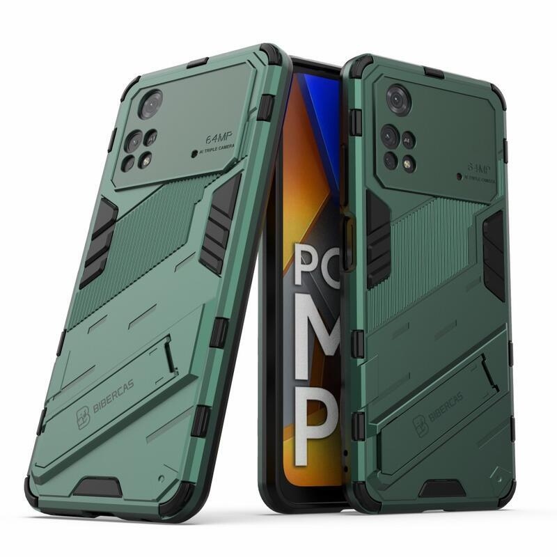 Guard odolný hybridní kryt s výklopným stojánkem na mobil Xiaomi Poco M4 Pro 4G - zelený