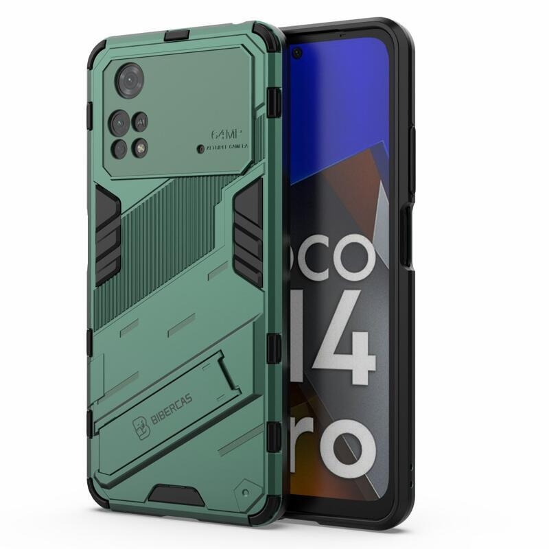 Guard odolný hybridní kryt s výklopným stojánkem na mobil Xiaomi Poco M4 Pro 4G - zelený