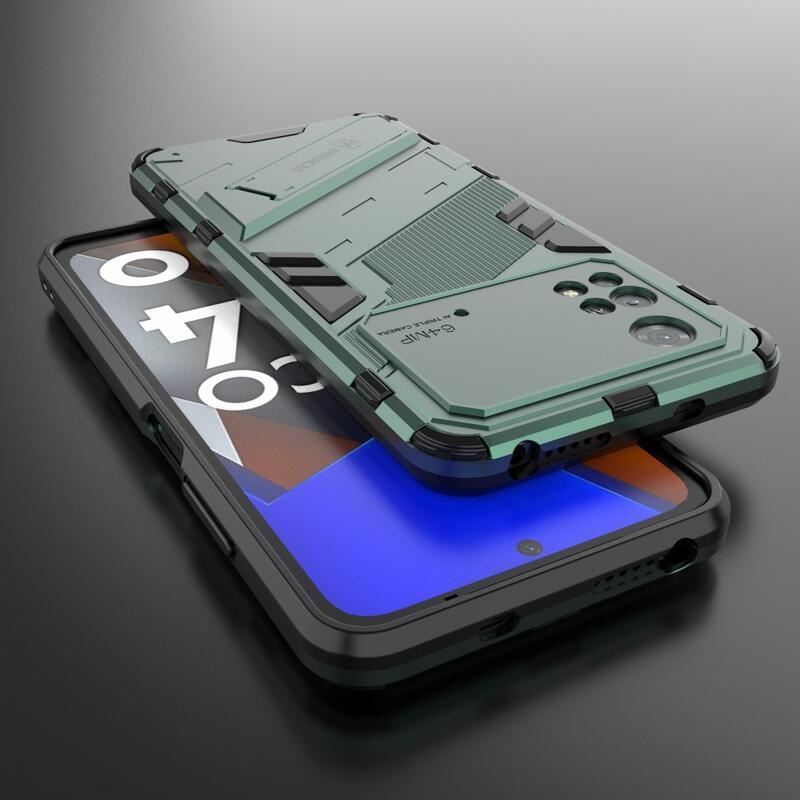 Guard odolný hybridní kryt s výklopným stojánkem na mobil Xiaomi Poco M4 Pro 4G - zelený