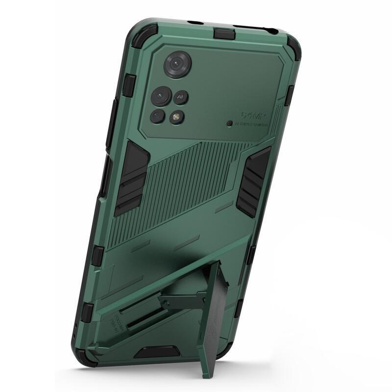 Guard odolný hybridní kryt s výklopným stojánkem na mobil Xiaomi Poco M4 Pro 4G - zelený
