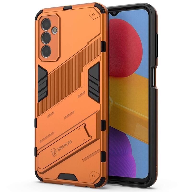 Armory odolný hybridní kryt s výklopným stojánkem pro mobil Samsung Galaxy M13 4G - oranžový