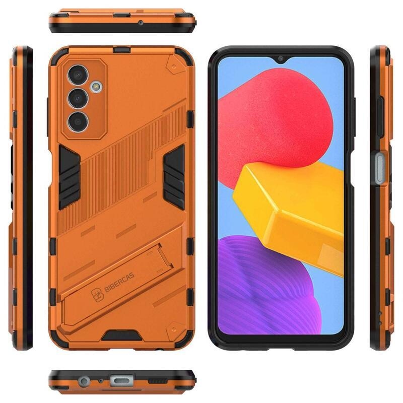 Armory odolný hybridní kryt s výklopným stojánkem pro mobil Samsung Galaxy M13 4G - oranžový