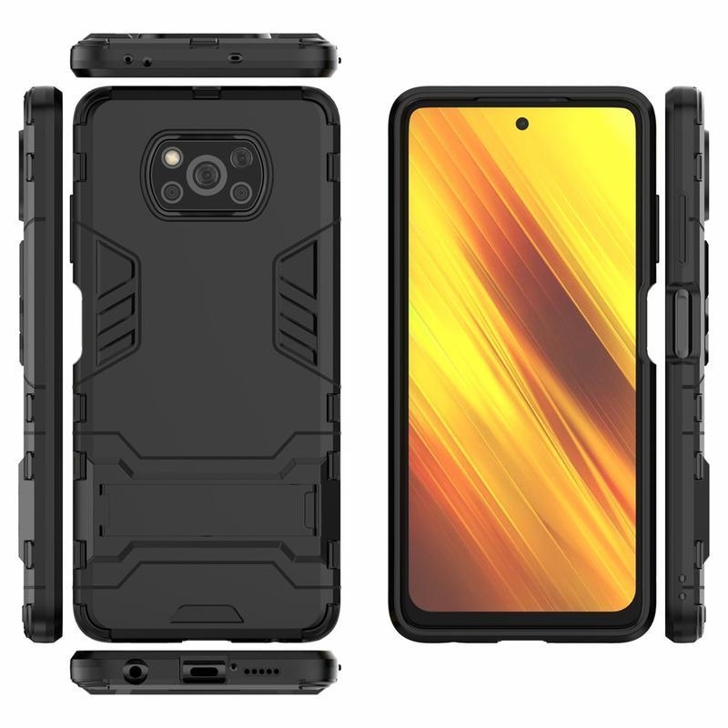 Guard odolný hybridní obal s výkloplným stojánkem pro mobil Xiaomi Poco X3/X3 Pro - černý