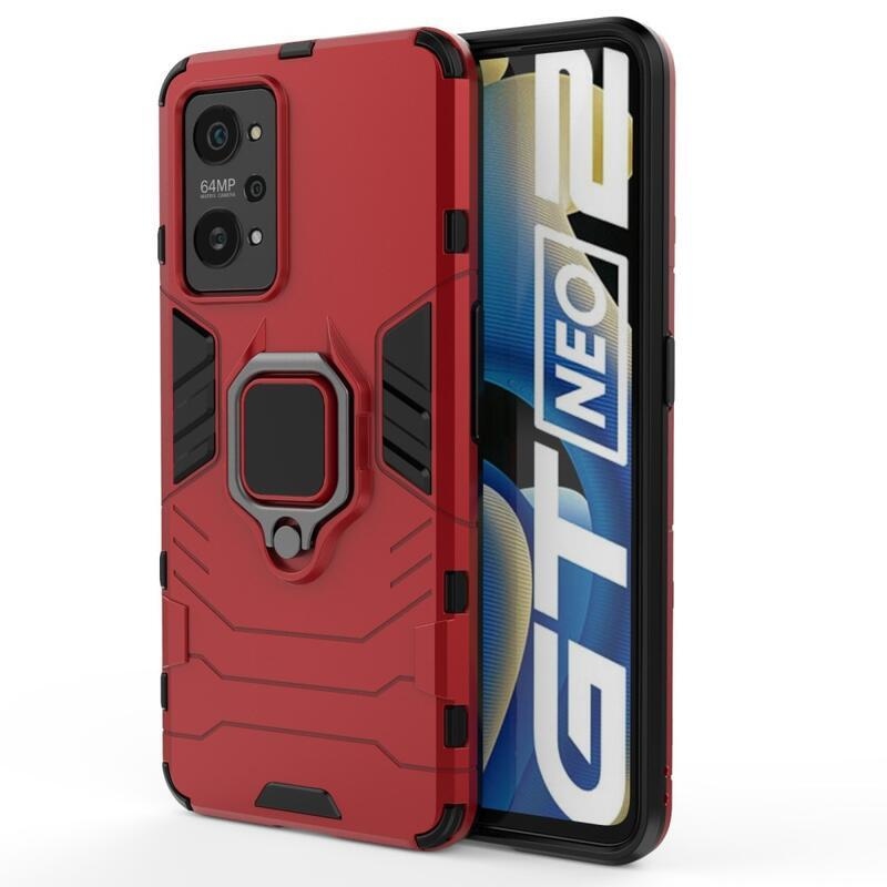 Guardy hybridní odolný kryt s úchopem na prst na mobil Realme GT Neo 2 - červený