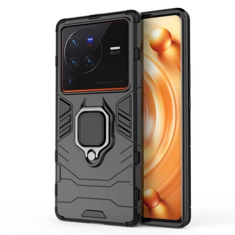 Guardy hybridní odolný kryt s úchopem na prst na mobil Vivo X80 Pro - černý