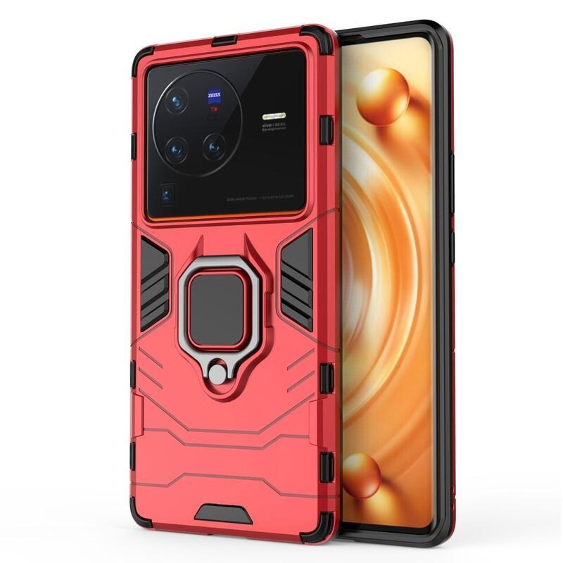 Guardy hybridní odolný kryt s úchopem na prst na mobil Vivo X80 Pro - červený