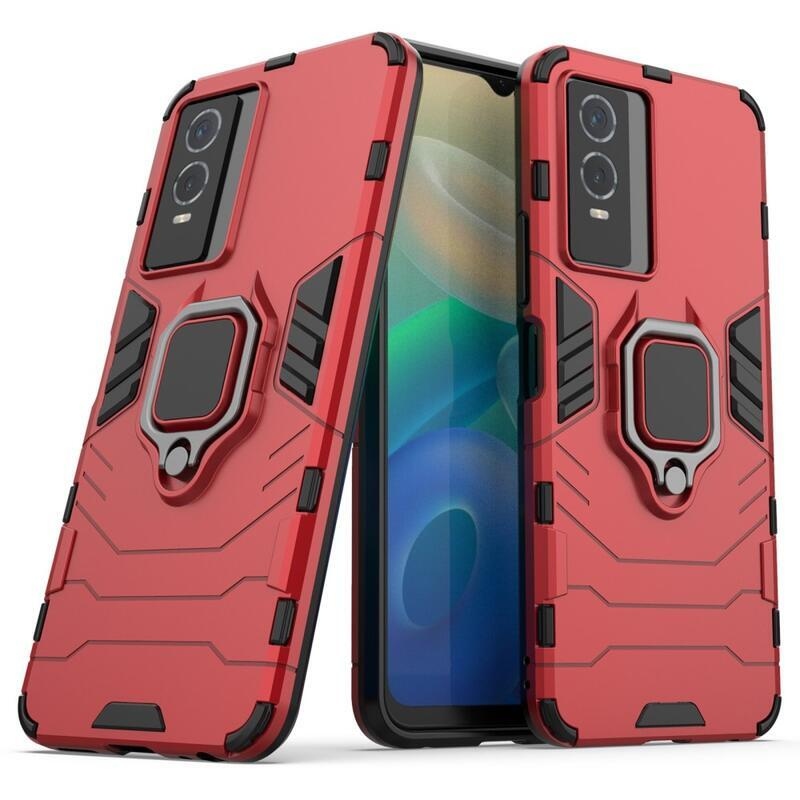 Guardy hybridní odolný kryt s úchopem na prst na mobil Vivo Y76 5G/Y76s - červený