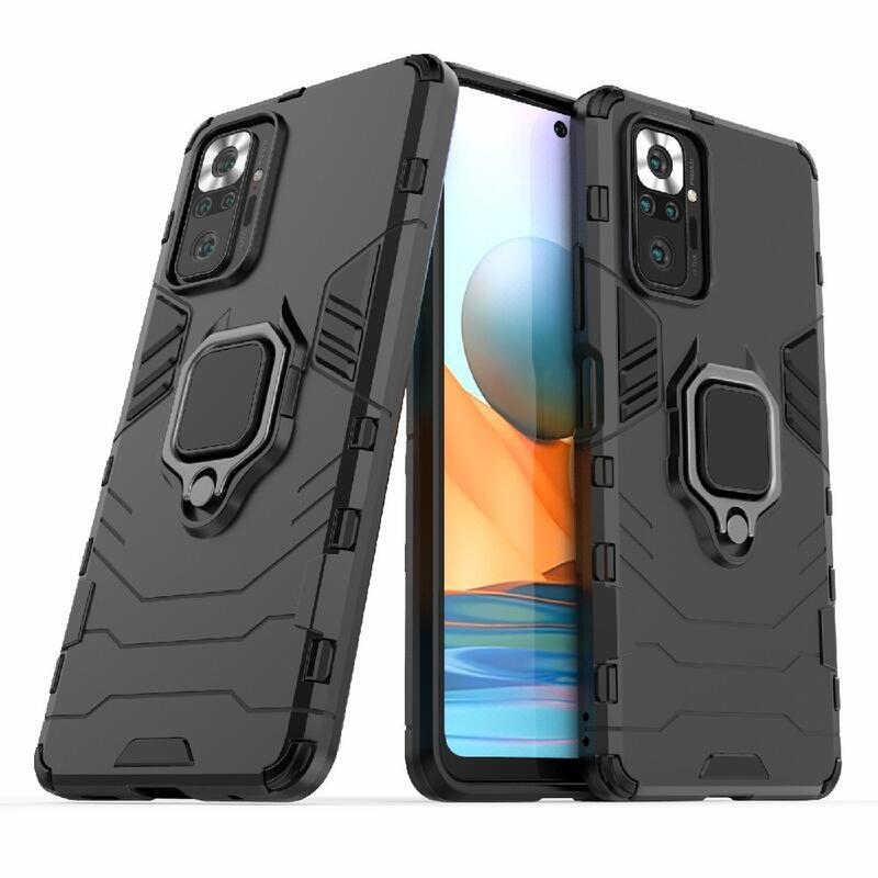 Guardy hybridní odolný kryt s úchopem na prst na mobil Xiaomi Redmi Note 10 Pro - černý