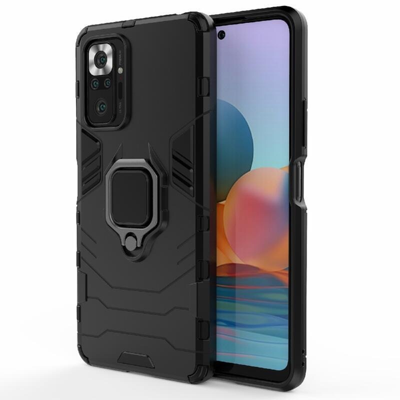 Guardy hybridní odolný kryt s úchopem na prst na mobil Xiaomi Redmi Note 10 Pro - černý