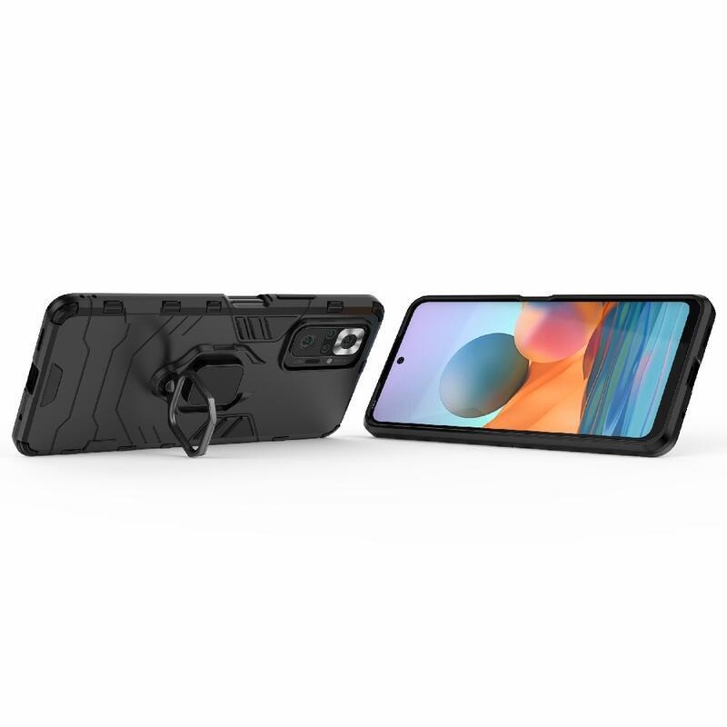 Guardy hybridní odolný kryt s úchopem na prst na mobil Xiaomi Redmi Note 10 Pro - černý