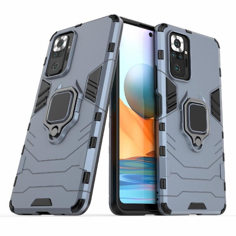 Guardy hybridní odolný kryt s úchopem na prst na mobil Xiaomi Redmi Note 10 Pro - modrý