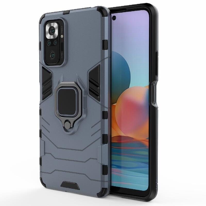 Guardy hybridní odolný kryt s úchopem na prst na mobil Xiaomi Redmi Note 10 Pro - modrý