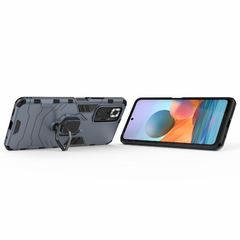 Guardy hybridní odolný kryt s úchopem na prst na mobil Xiaomi Redmi Note 10 Pro - modrý