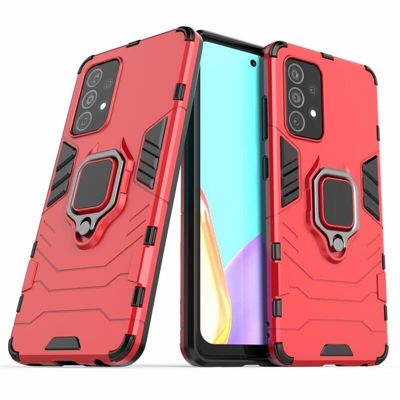 Guardy odolný hybridní kryt s úchopem na prst na mobil Samsung Galaxy A52 5G/4G/A52s 5G - červený