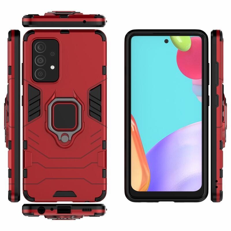 Guardy odolný hybridní kryt s úchopem na prst na mobil Samsung Galaxy A52 5G/4G/A52s 5G - červený