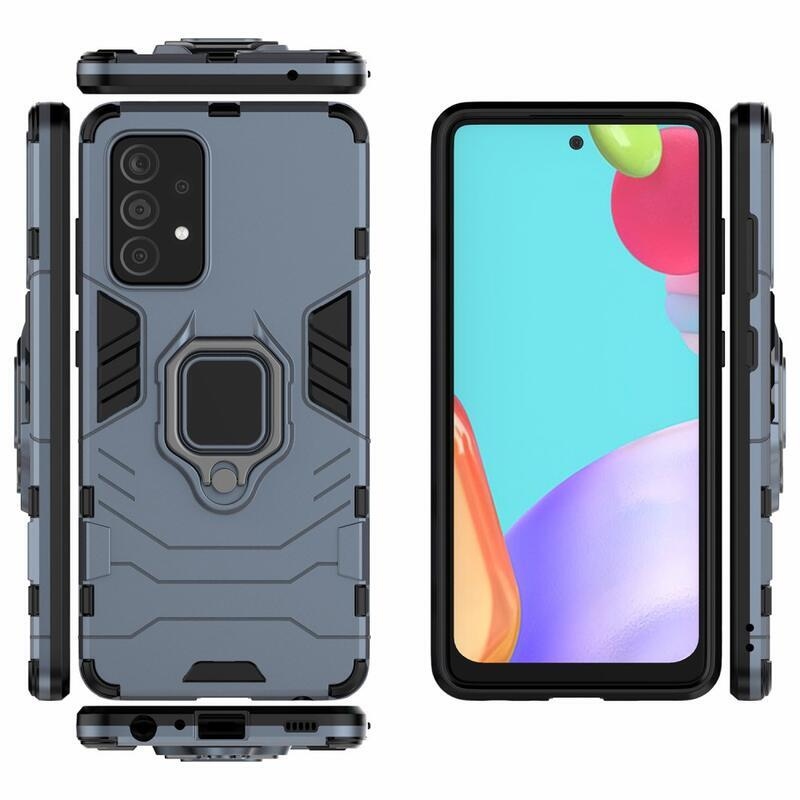 Guardy odolný hybridní kryt s úchopem na prst na mobil Samsung Galaxy A52 5G/4G/A52s 5G - modrý