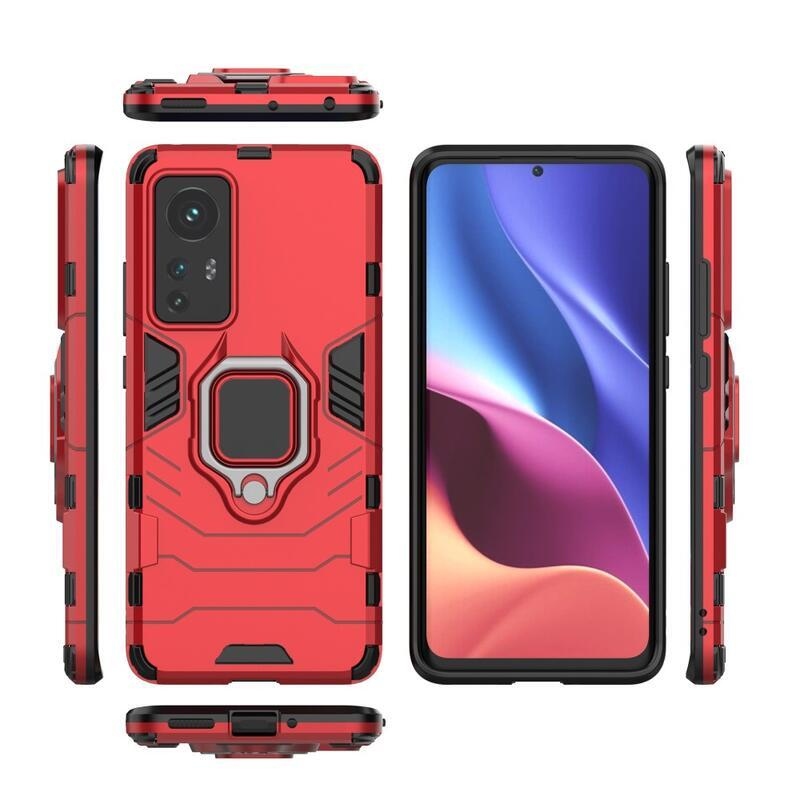 Guardy odolný hybridní kryt s úchopem na prst na mobil Xiaomi 12/12X - červený