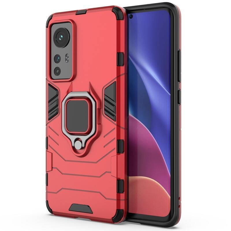 Guardy odolný hybridní kryt s úchopem na prst na mobil Xiaomi 12/12X - červený