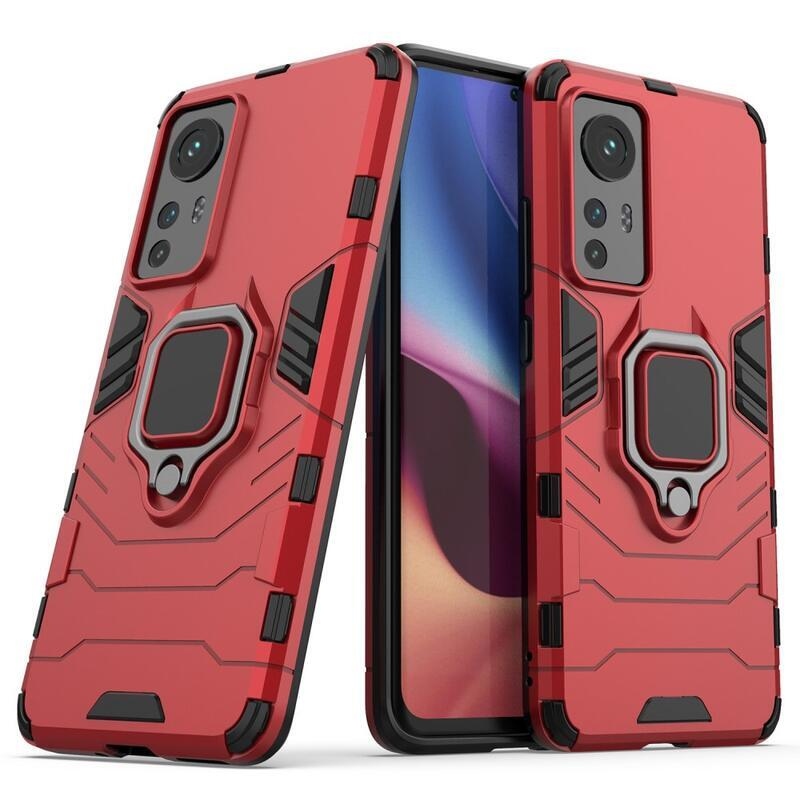 Guardy odolný hybridní kryt s úchopem na prst na mobil Xiaomi 12/12X - červený