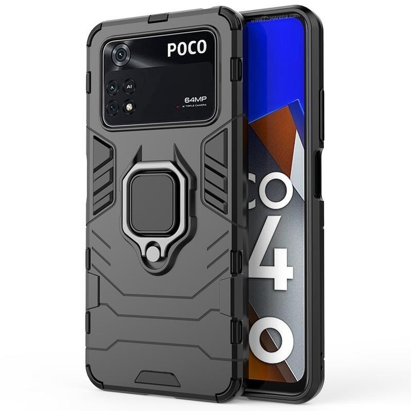 Guardy odolný hybridní kryt s úchopem na prst na mobil Xiaomi Poco M4 Pro 4G - černý