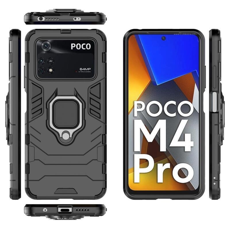 Guardy odolný hybridní kryt s úchopem na prst na mobil Xiaomi Poco M4 Pro 4G - černý