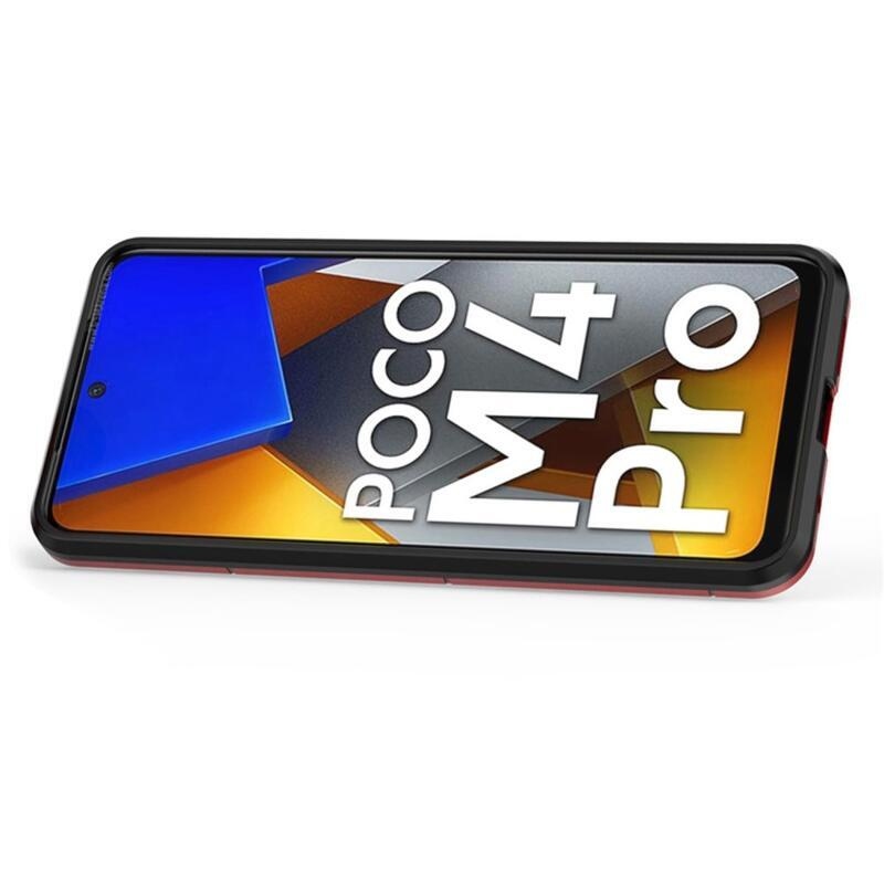 Guardy odolný hybridní kryt s úchopem na prst na mobil Xiaomi Poco M4 Pro 4G - červený