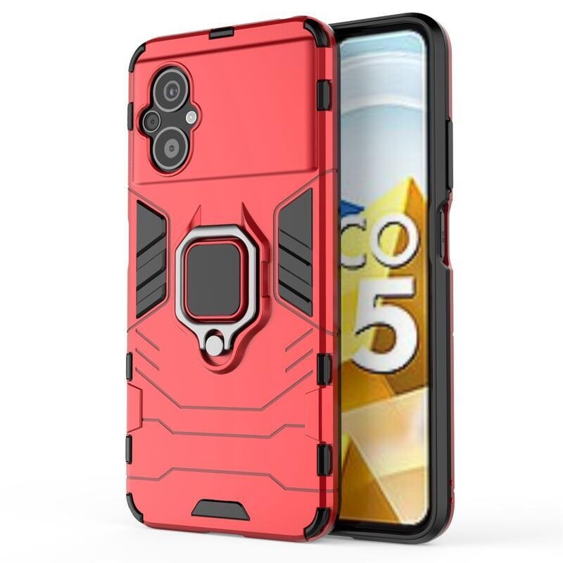 Guardy odolný hybridní kryt s úchopem na prst na mobil Xiaomi Poco M5 - červený