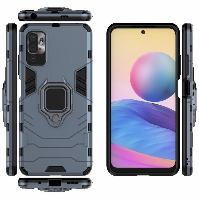 Guardy odolný hybridní kryt s úchopem na prst na mobil Xiaomi Redmi Note 10 5G/Poco M3 Pro 4G/5G - modrý
