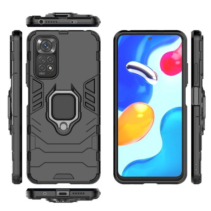 Guardy odolný hybridní kryt s úchopem na prst na mobil Xiaomi Redmi Note 11 4G/Note 11S 4G - černý