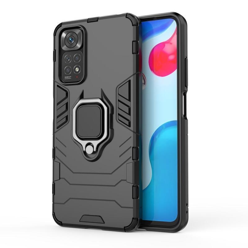 Guardy odolný hybridní kryt s úchopem na prst na mobil Xiaomi Redmi Note 11 4G/Note 11S 4G - černý