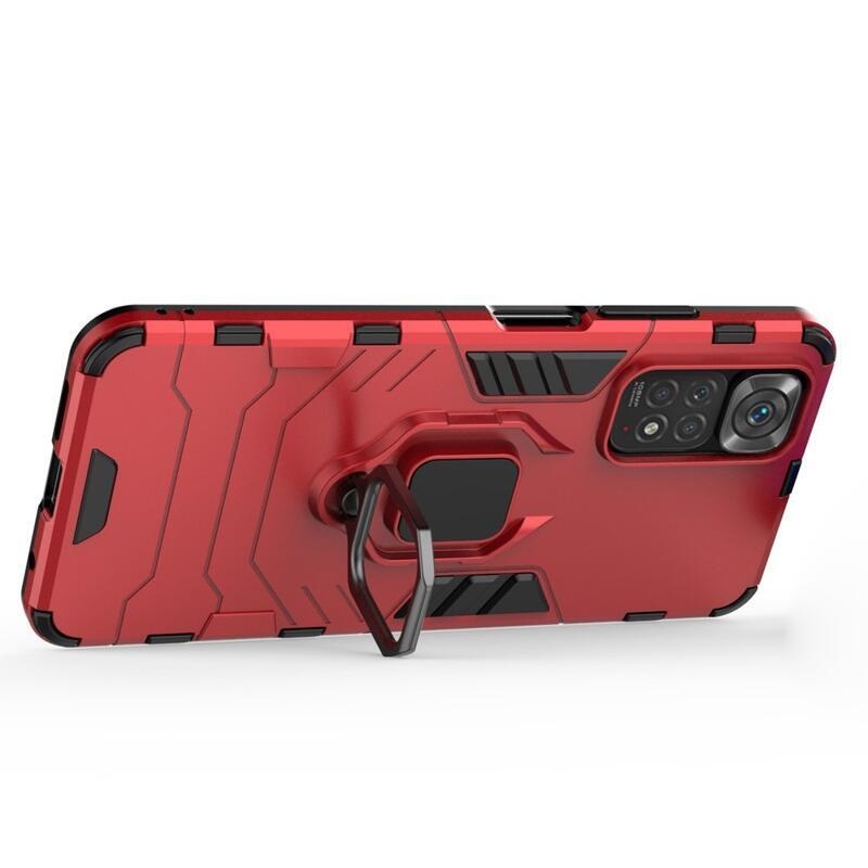 Guardy odolný hybridní kryt s úchopem na prst na mobil Xiaomi Redmi Note 11 4G/Note 11S 4G - červený