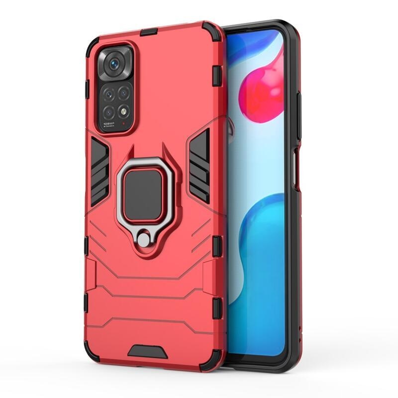Guardy odolný hybridní kryt s úchopem na prst na mobil Xiaomi Redmi Note 11 4G/Note 11S 4G - červený
