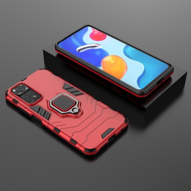 Guardy odolný hybridní kryt s úchopem na prst na mobil Xiaomi Redmi Note 11 4G/Note 11S 4G - červený