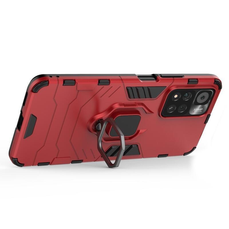 Guardy odolný hybridní kryt s úchopem na prst na mobil Xiaomi Redmi Note 11 Pro+ 5G - červený
