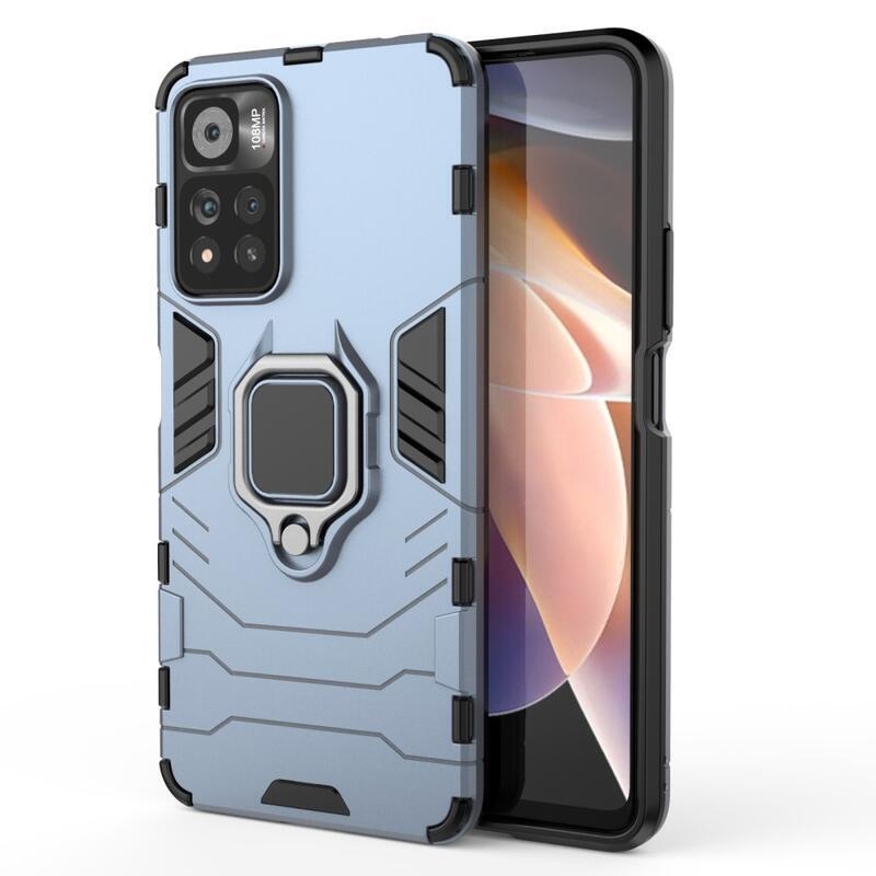 Guardy odolný hybridní kryt s úchopem na prst na mobil Xiaomi Redmi Note 11 Pro+ 5G - modrý