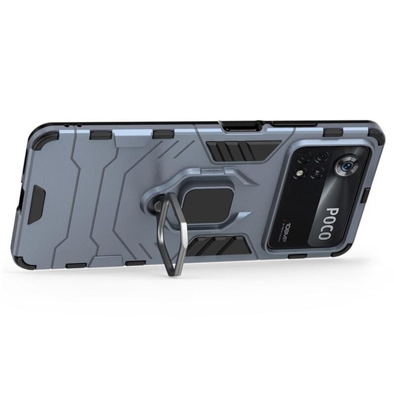 Guardy odolný hybridní kryt s úchopem na prst pro mobil Xiaomi Poco X4 Pro 5G - modrý