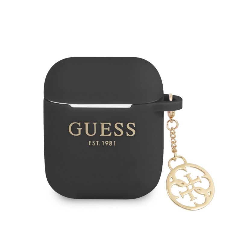 Guess 4G Charms Silikonové Pouzdro pro Airpods 1/2 Black