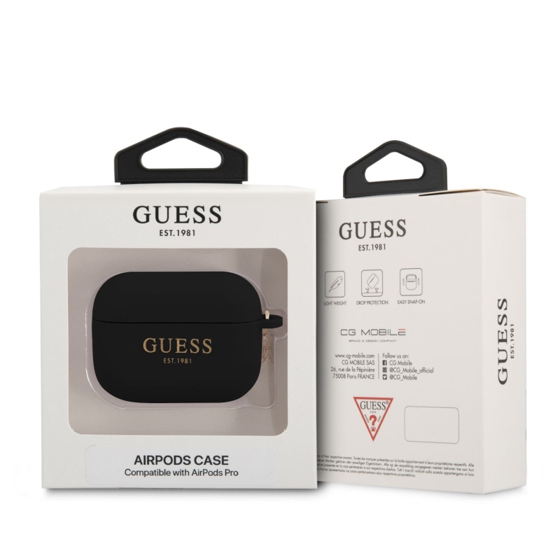 Guess 4G Charms Silikonové Pouzdro pro Airpods Pro Black