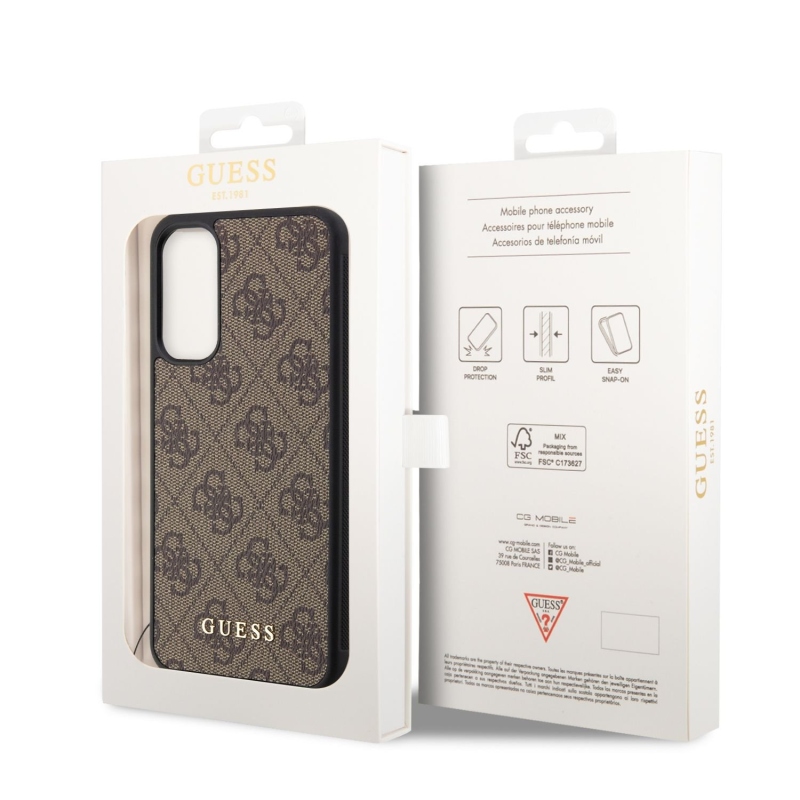 Guess 4G Charms Zadní Kryt pro Samsung Galaxy A34 5G Brown