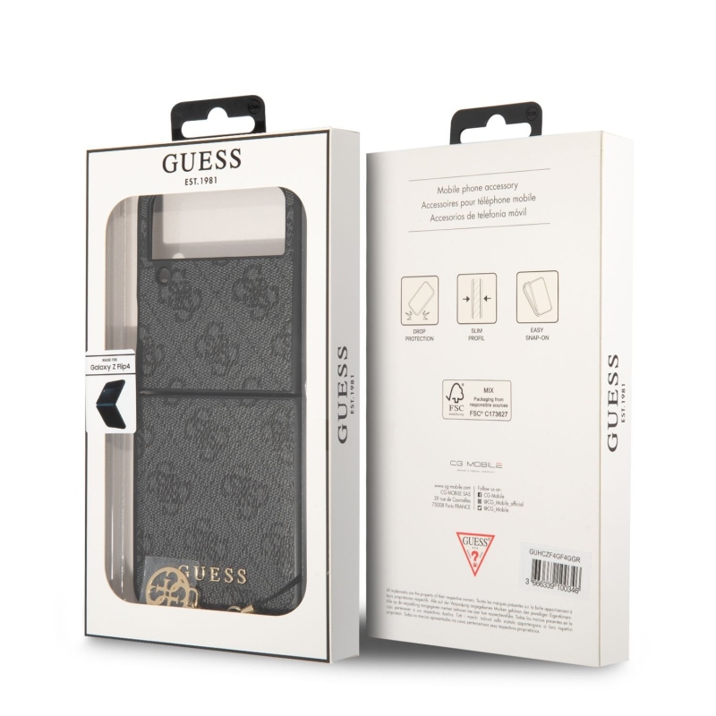 Guess 4G Charms Zadní Kryt pro Samsung Galaxy Z Flip 4 Grey