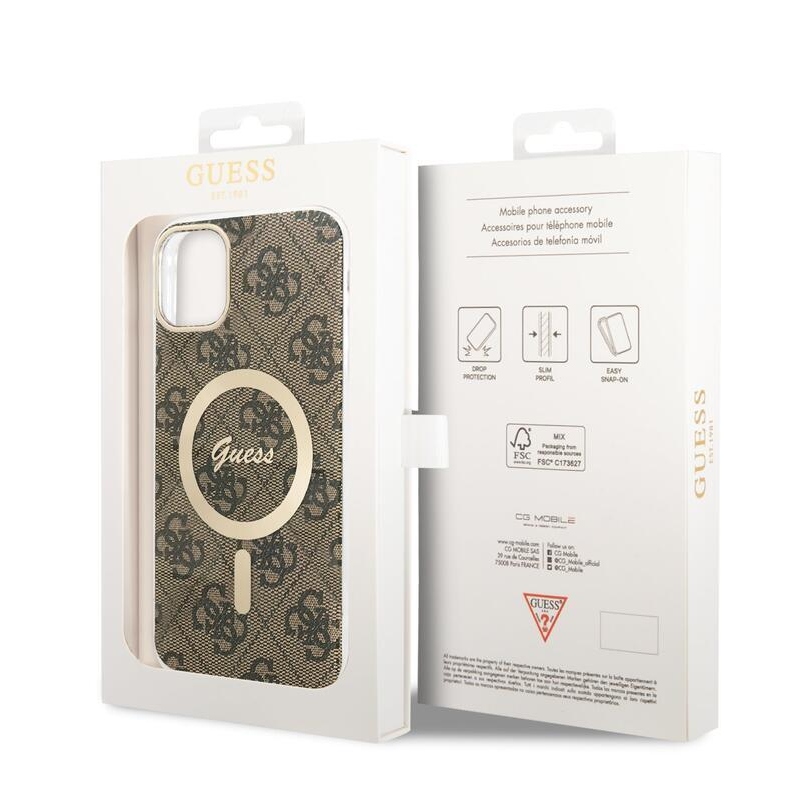 Guess 4G IML gelový obal s MagSafe na iPhone 11 - hnědý