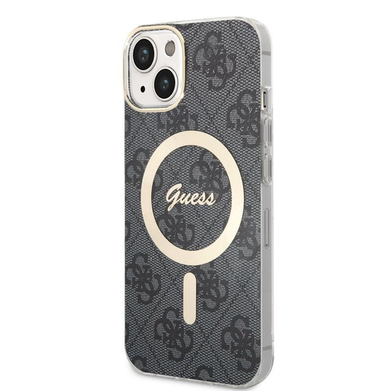 Guess 4G IML gelový obal s MagSafe na iPhone 13 - černý