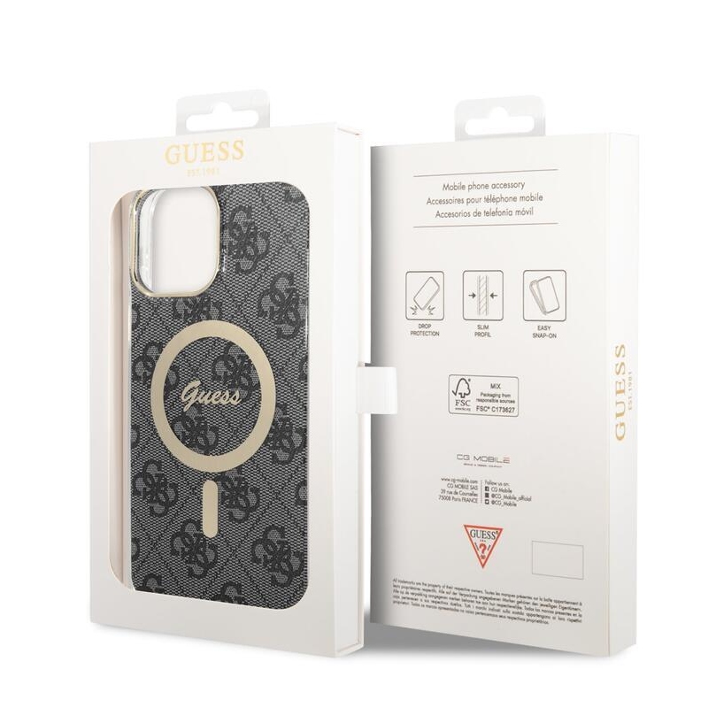 Guess 4G IML gelový obal s MagSafe na iPhone 13 Pro Max - černý