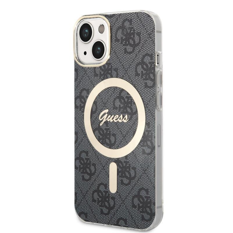 Guess 4G IML gelový obal s MagSafe na iPhone 14 - černý