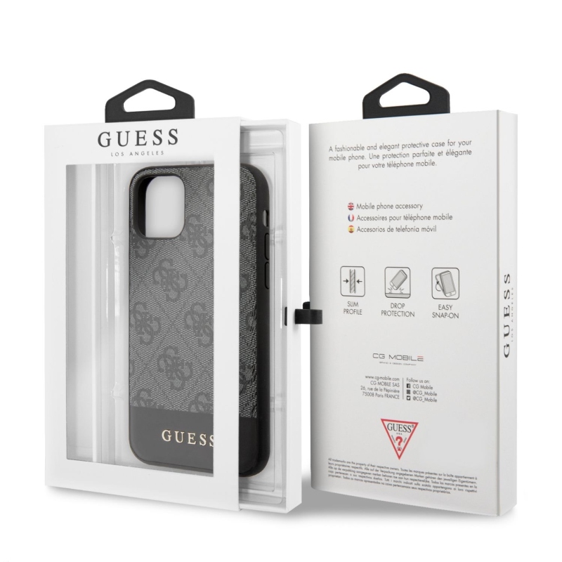 Guess 4G Stripe Zadní Kryt pro iPhone 11 Grey