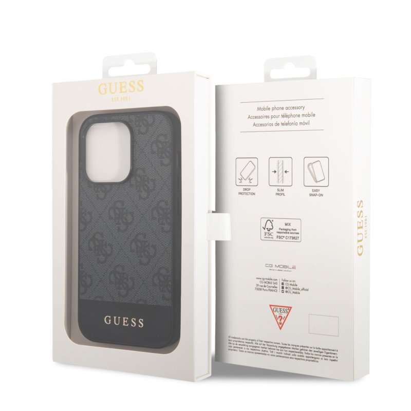 Guess 4G Stripe Zadní Kryt pro iPhone 14 Pro Max Grey