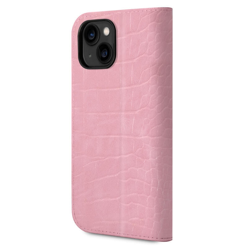 Guess croco zavírací pouzdro s imitací kůže na iPhone 14 Plus - růžové