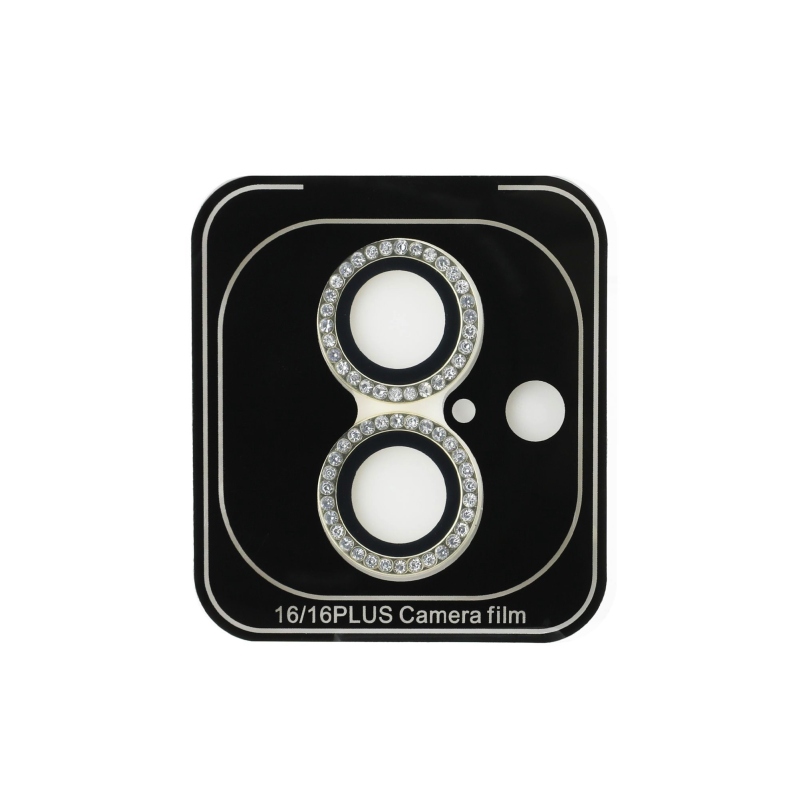 Guess Fixed Glliter Ochrana Čoček pro iPhone 16/16 Plus Gold