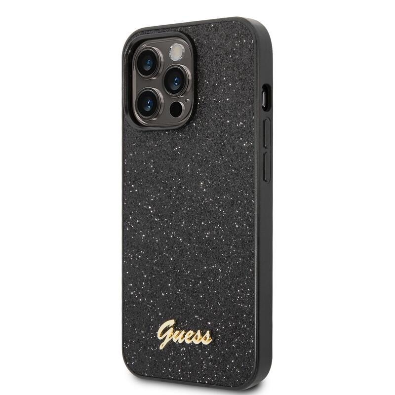 Guess flakes gelový obal s pevnými zády a logem na iPhone 14 Pro Max - černý