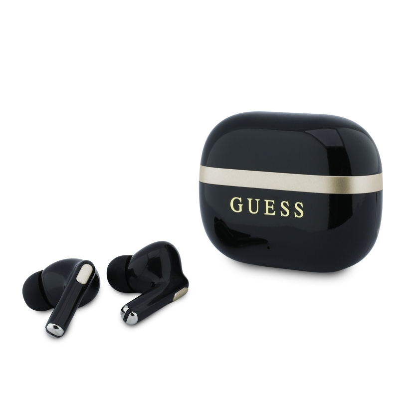Guess Gold Line Glossy Finish TWS Bezdrátová Sluchátka Black